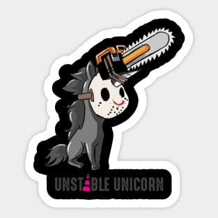 Unstable Unicorn, Chainsaw, Halloween Sticker